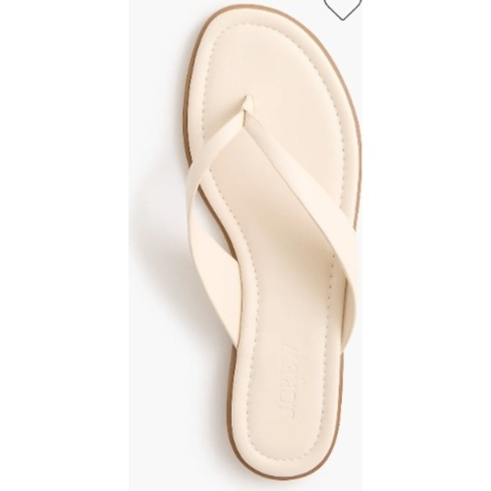 J.Crew Womens Ivory Thong Sandals Flat Slip On Shoes Leather Size 7.5 NEW.Flaw